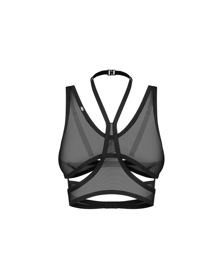 Top noir en maille transparente